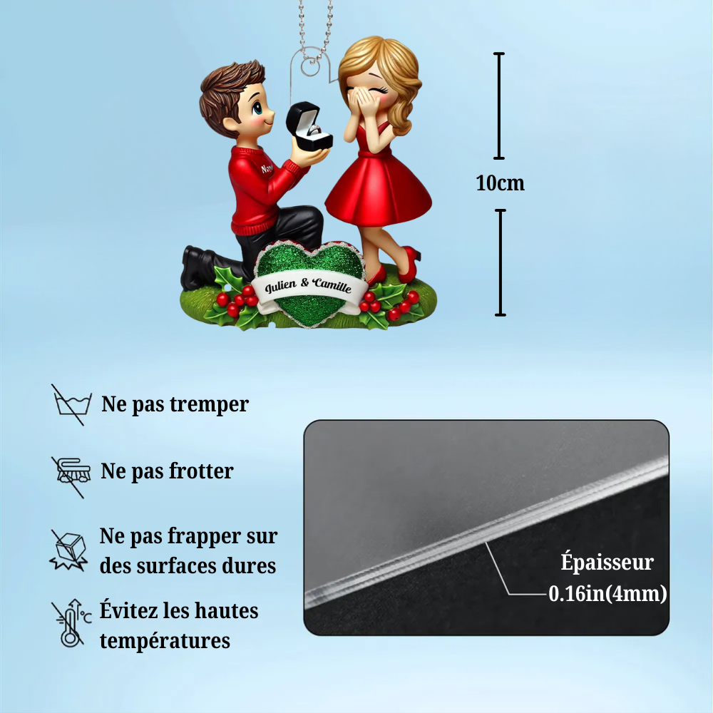 Demande en mariage – Pendentif en acrylique personnalisé avec noms, cadeau pour couple