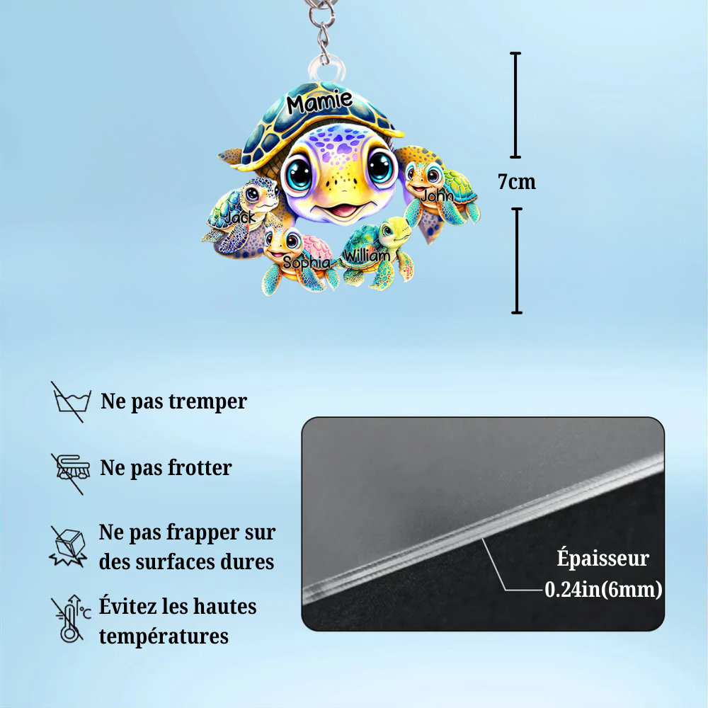 Porte-clés en acrylique "Maman Tortue"