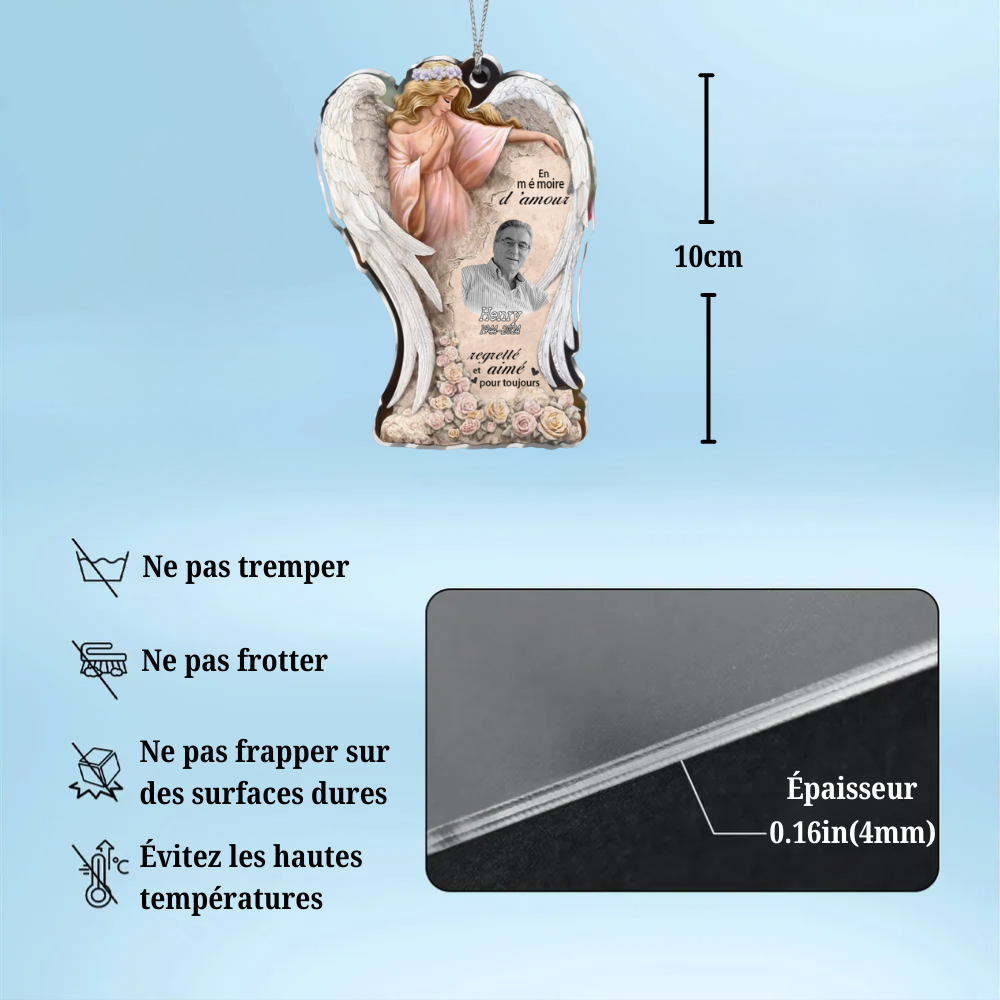 Pendentif Ange avec Photo – Cadeau de Deuil
