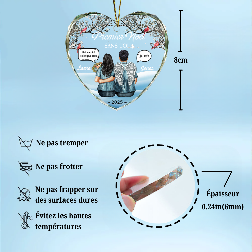 Premier Noël sans toi - Décoration personnalisée en verre pour Noël Cadeau de deuil