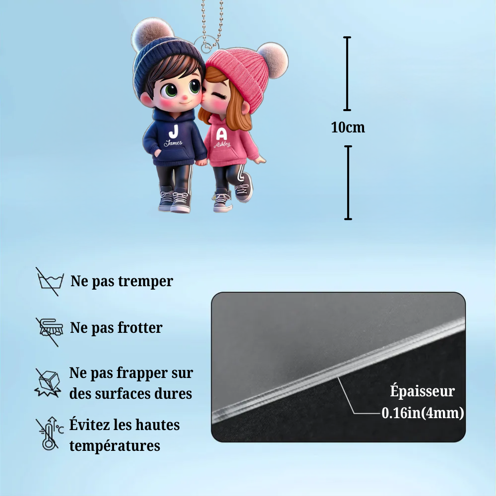Pendentif de voiture personnalisé – Adorables amoureux