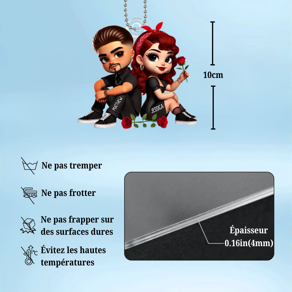Pendentif en acrylique avec couple, cadeau pour couple