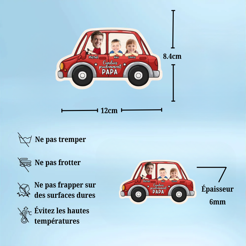 Conduis prudemment - Clip pare-soleil personnalisé pour conducteur, papa et maman