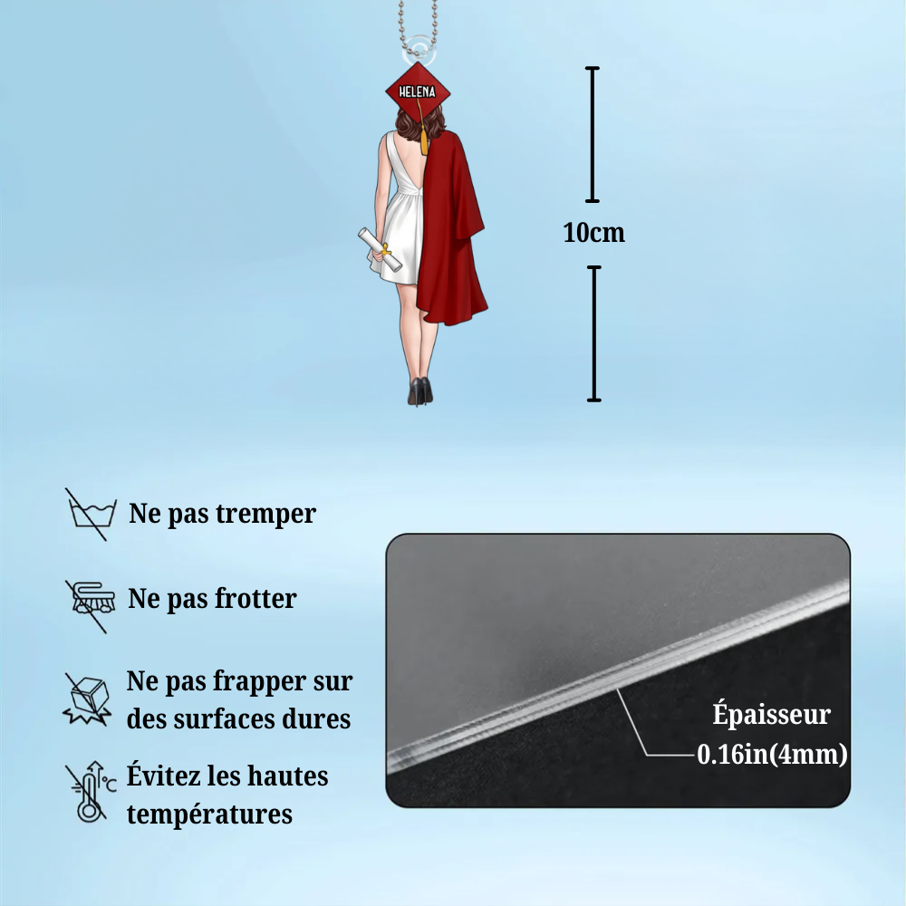 Pendentif de rétroviseur personnalisé pour la remise de diplôme