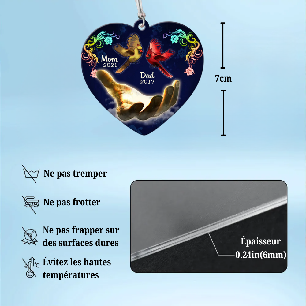 Porte-clés oiseaux commémoratifs avec 1-2 noms et année