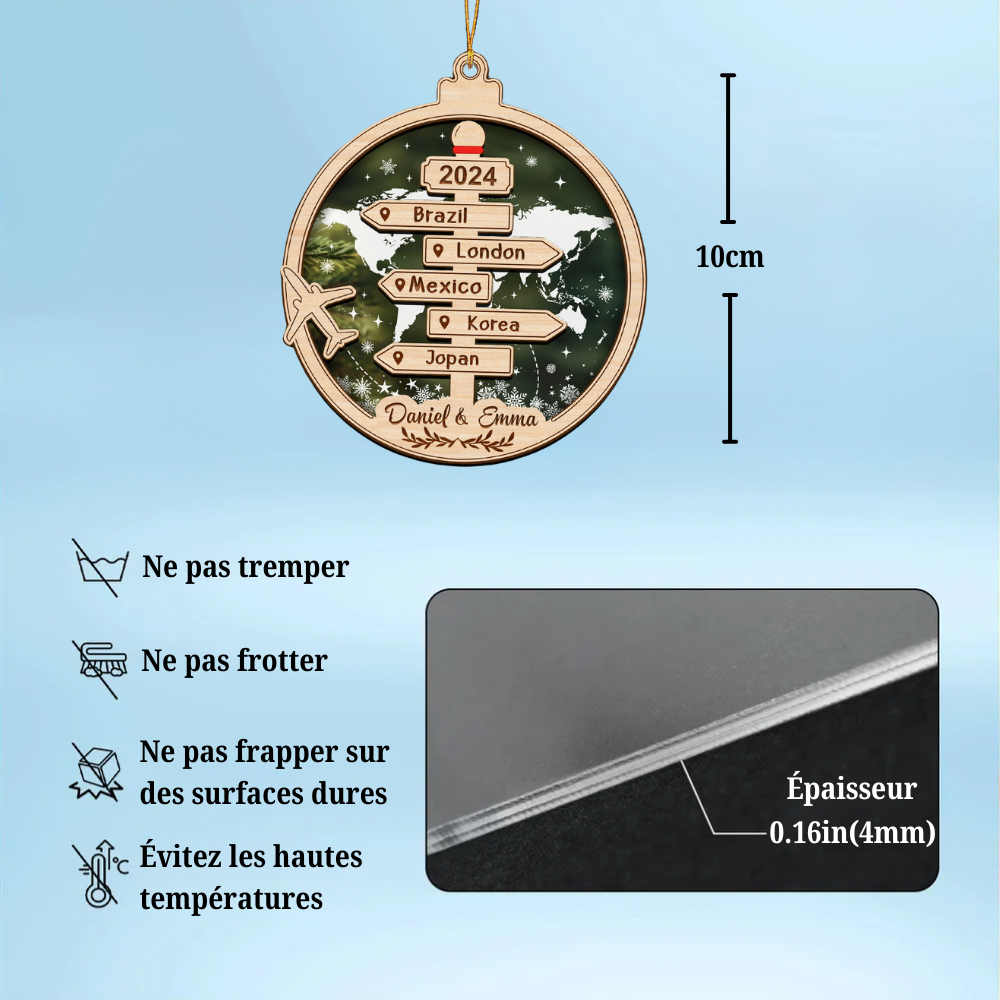 Ornement de Noël Voyageur « Globe-trotteur » – Personnalisable
