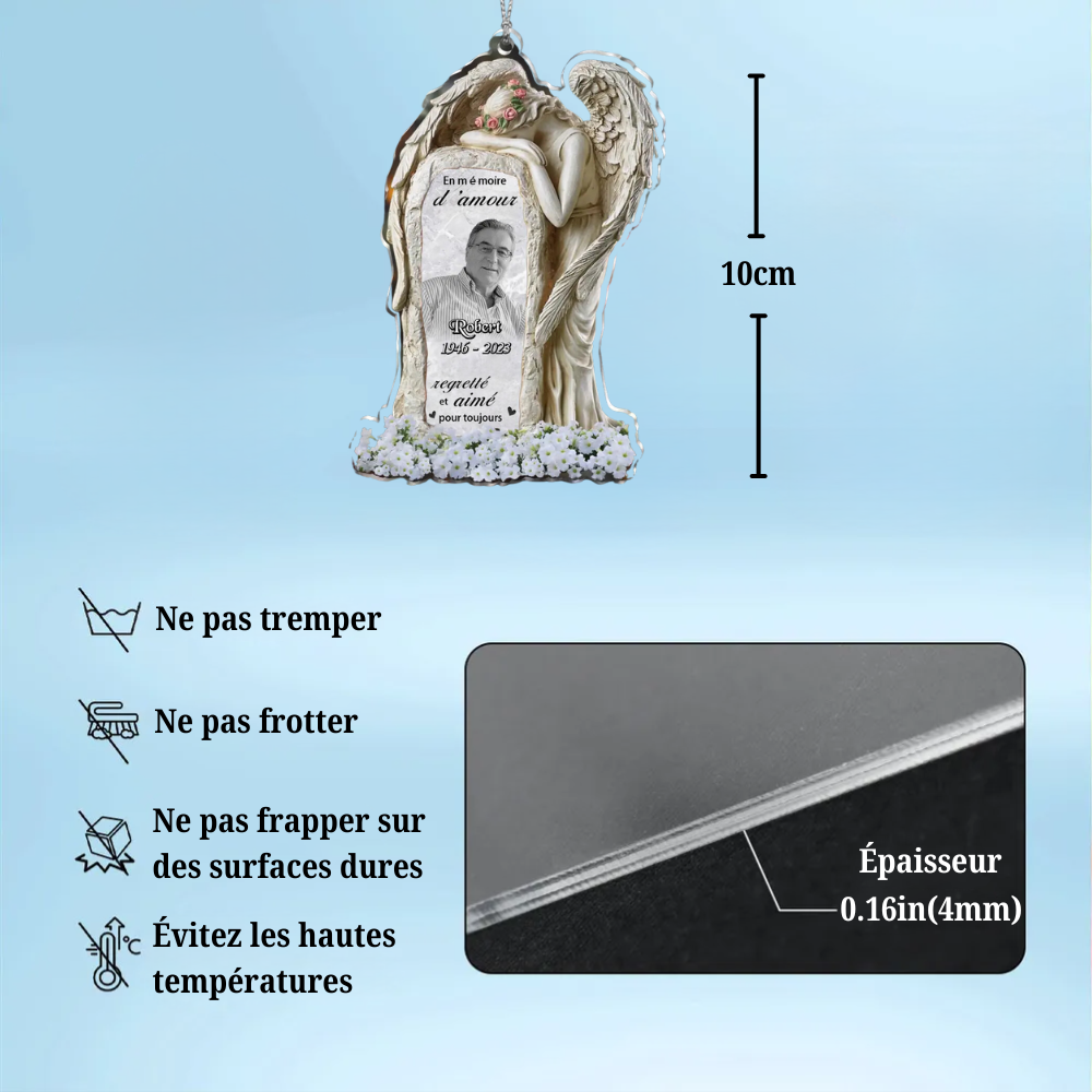 Pendentif commémoratif personnalisé Ornement ange avec photo