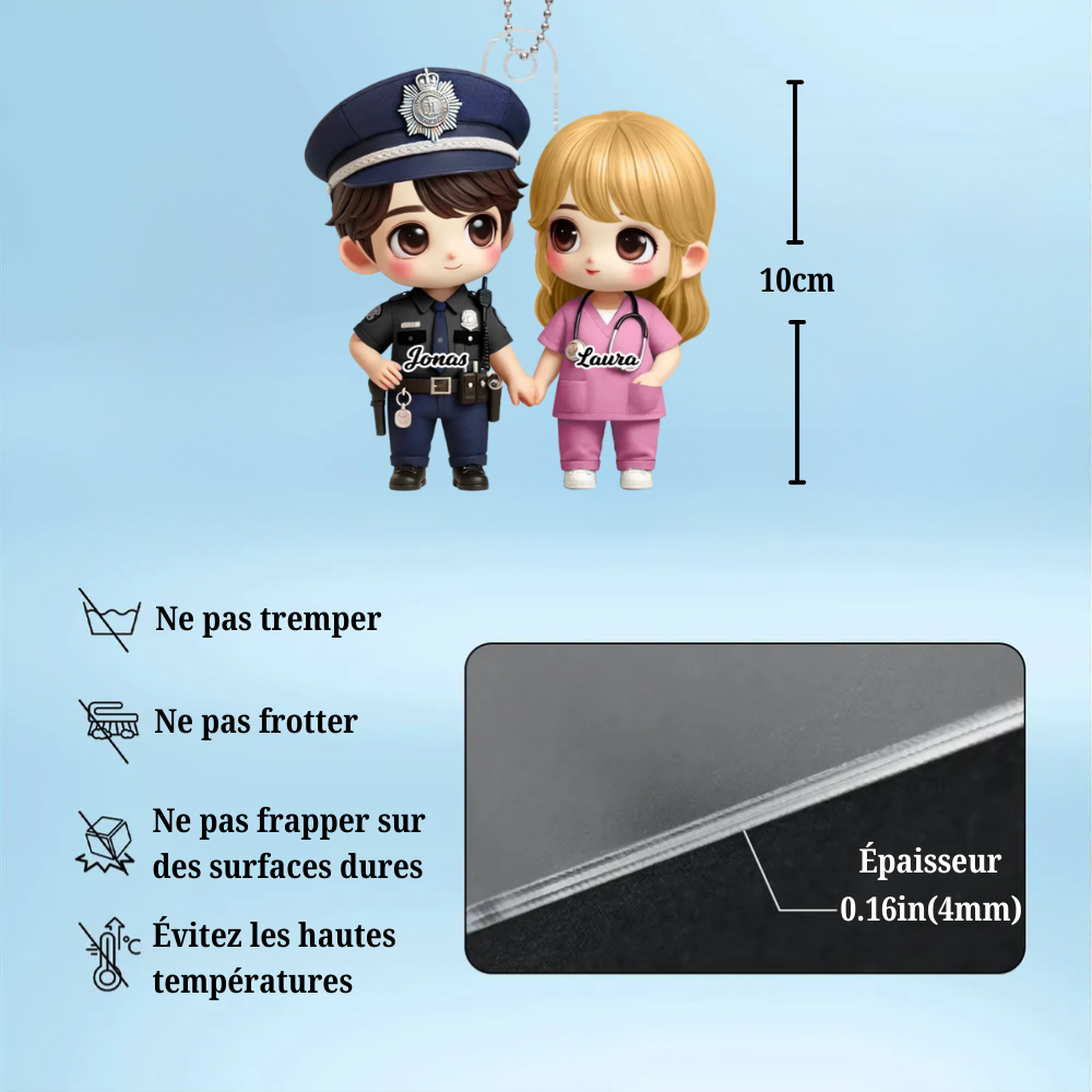 Porte-voiture en acrylique Couple en tenue professionnelle – Cadeau pour couple