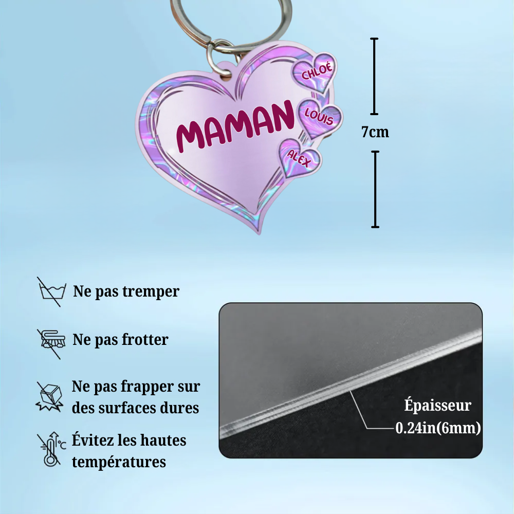 Coeurs Porte-clés personnalisé-Maman & Grand-mère 2-11 noms