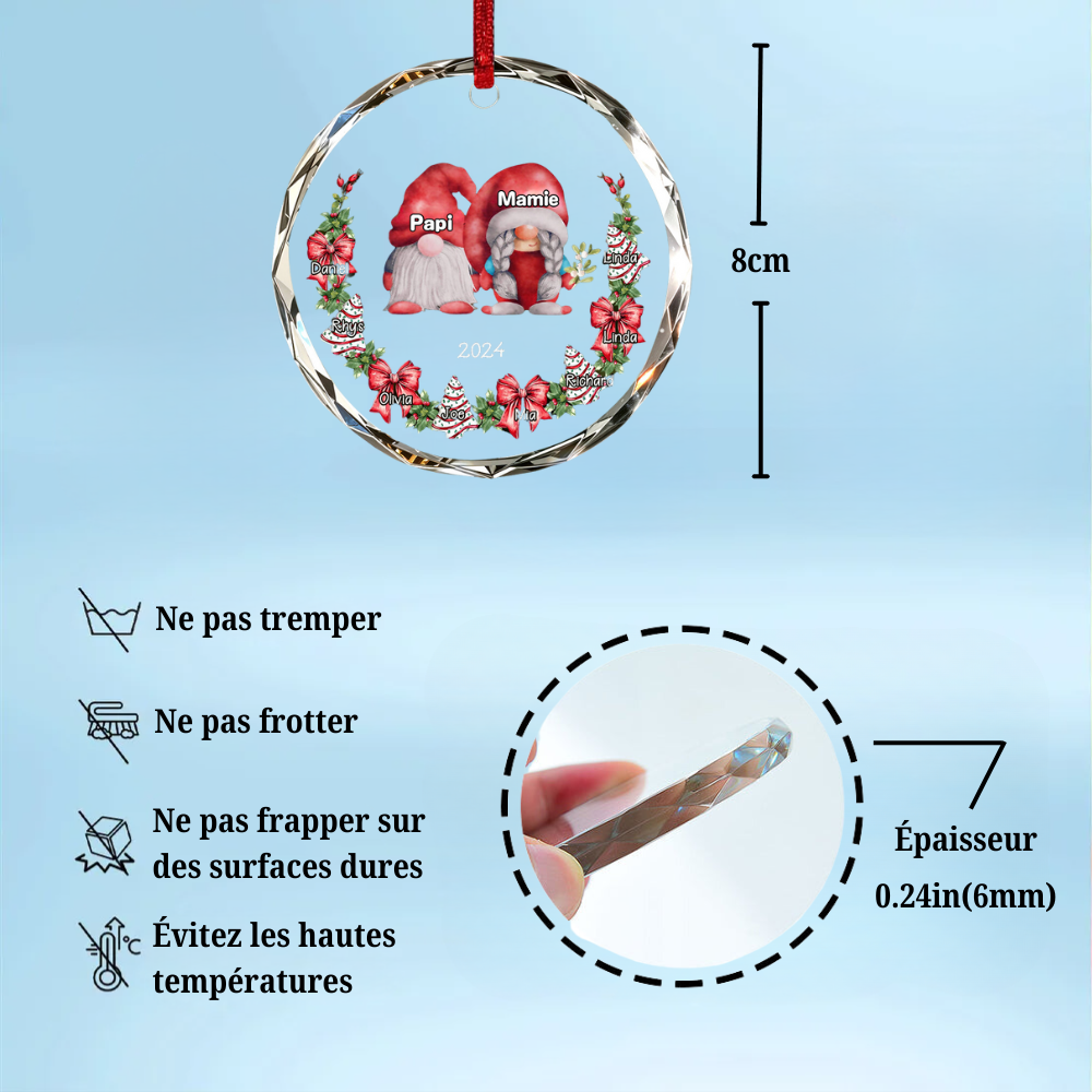 Ornement de Noël personnalisé avec des lutins de Noël – Famille et année personnalisables