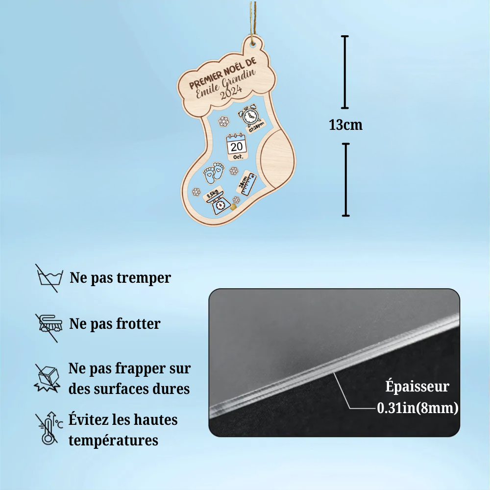 Premier Noël de Bébé - Ornement en acrylique pour Noël