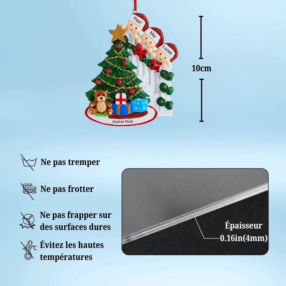 Décorations de Noël Famille en vue avec 2-9 noms