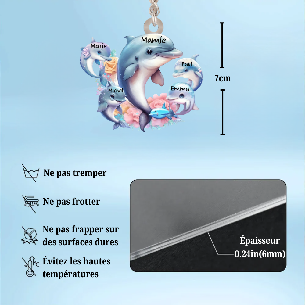 Personnalisé Porte-clés de Famille – Thème de Dauphin