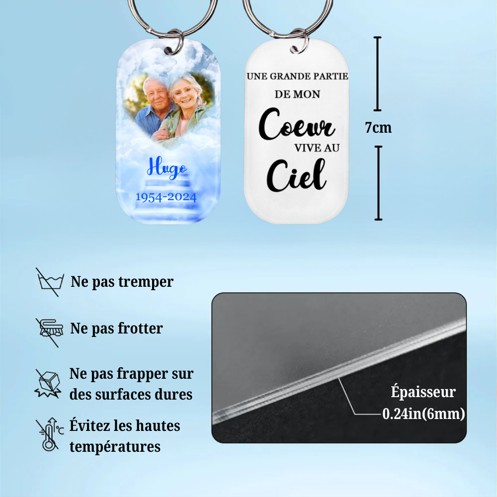 Porte-clés photo acrylique avec gravure