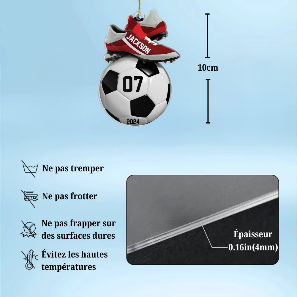 Ornement de Noël personnalisé pour le football « Coup d'envoi 2024 »