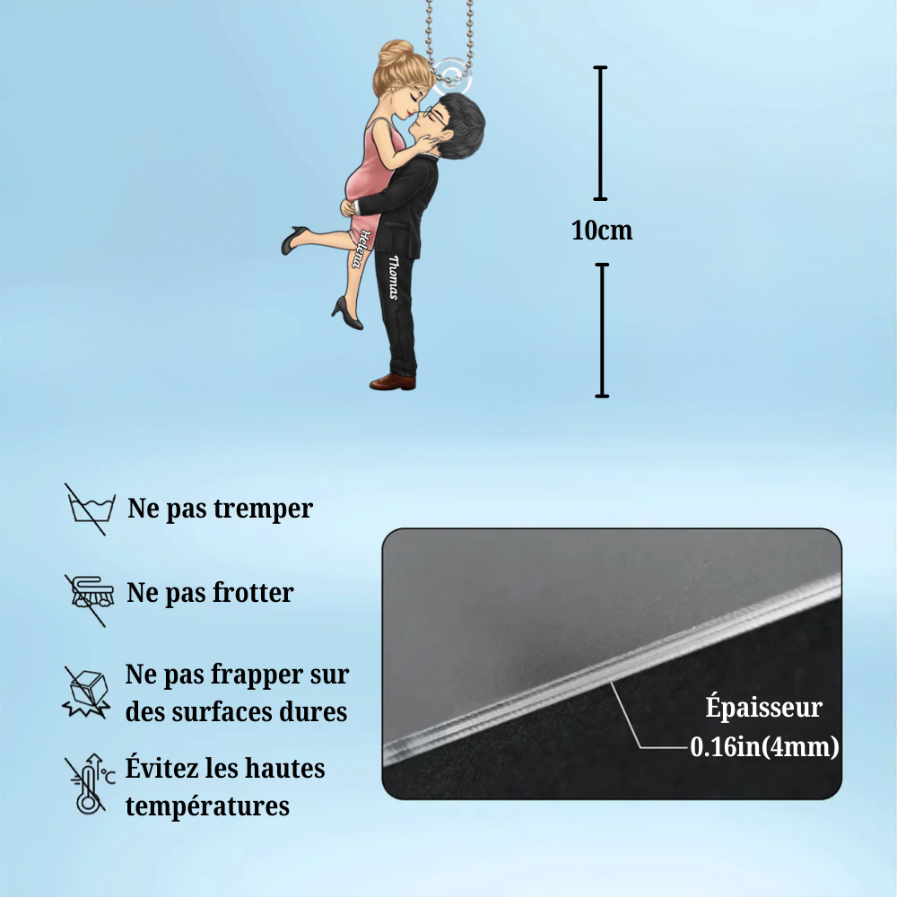 Pendentif de rétroviseur personnalisé pour couple
