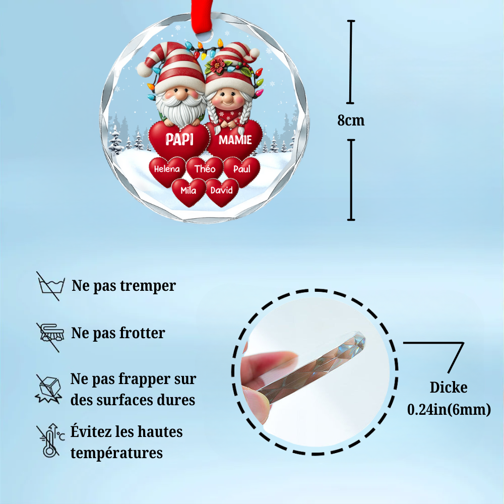 Verre Décorations de Noël Couples de gnomes et les enfants