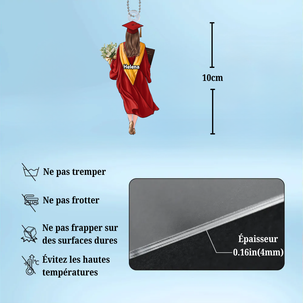 Pendentif de rétroviseur personnalisé pour femme – Cadeau de remise de diplôme pour fille