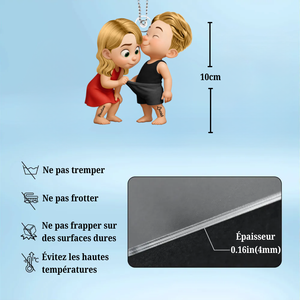 Pendentif en acrylique personnalisé avec noms, cadeau pour couple