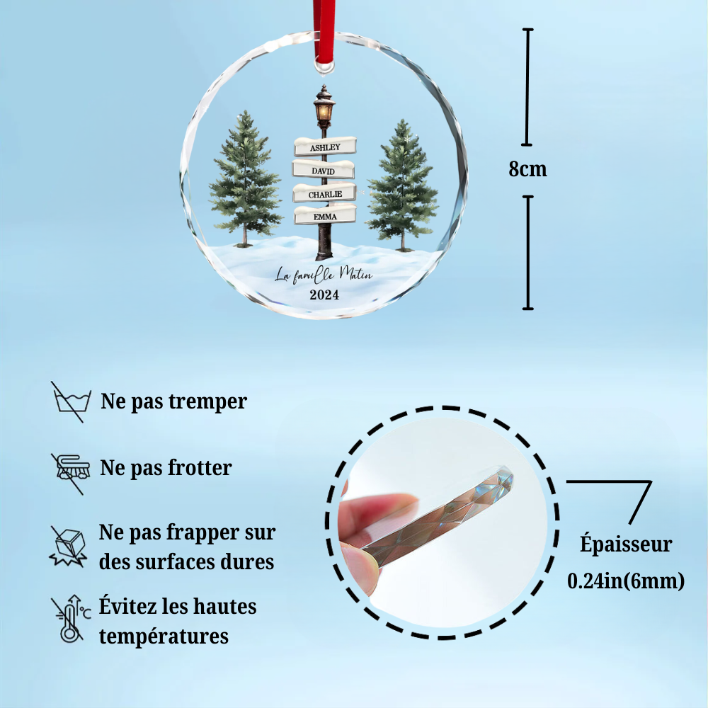 Ornement de Noël personnalisé avec design de panneau de rue