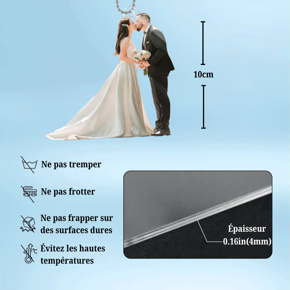 Pendentif en acrylique personnalisé avec photo pour couple et famille