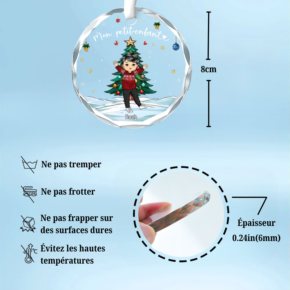 Ornement rond en verre personnalisé Décorations de Noël pour mamie et papi