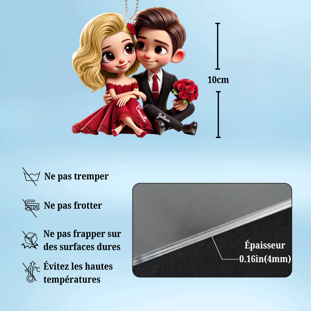 Porte-voiture en acrylique – Cadeau personnalisé pour couple