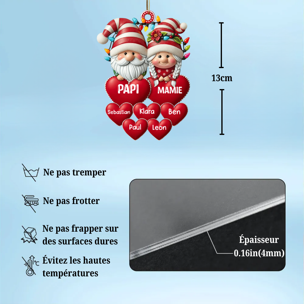 Pendentif de Noël personnalisé - Gnomes de Noël