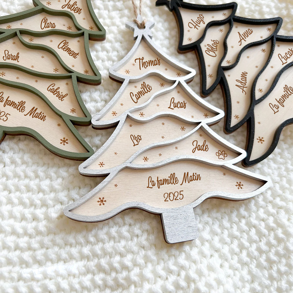 Orement pour sapin de Noël avec sapin et nom Pendentif de Noël personnalisé
