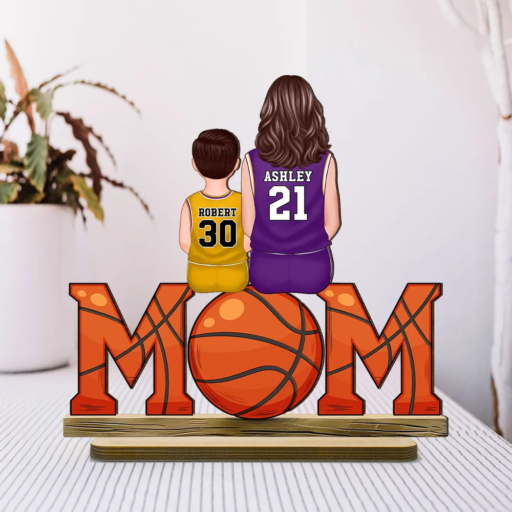 Maman de basketteur – Plaque en bois personnalisée MOM