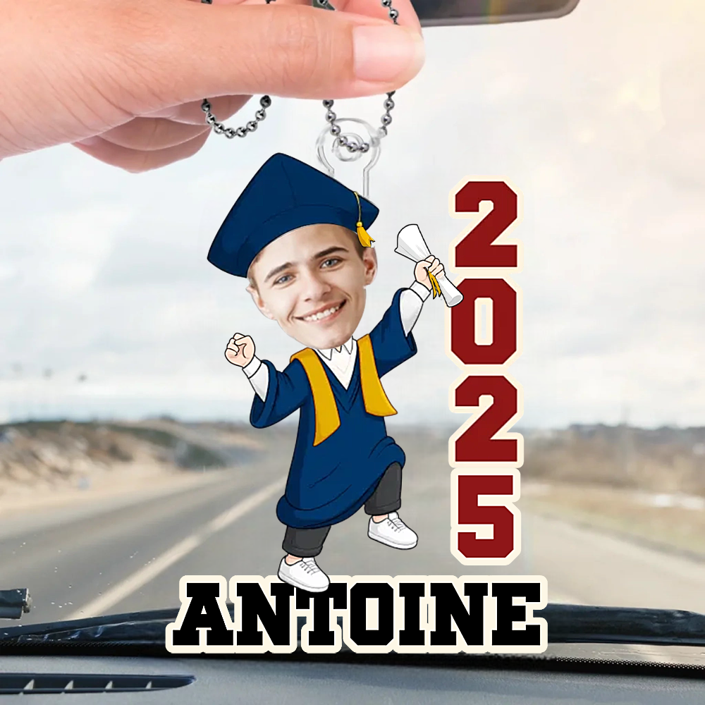 Ornement photo personnalisé avec année et prénom pour la remise des diplômes