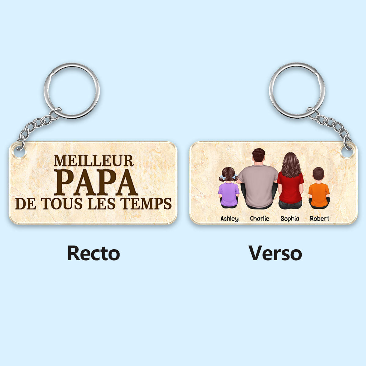 Cadeau pour Papa – Porte-clés acrylique personnalisé