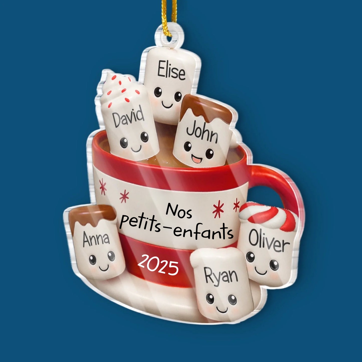 Ornement en acrylique personnalisé - Cadeaux de Noël personnalisés pour grand-père, grand-mère - Nos petits marshmallows