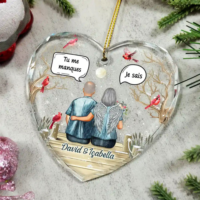 Ornement en verre en forme de cœur – Décoration de Noël commémorative, cadeau de deuil
