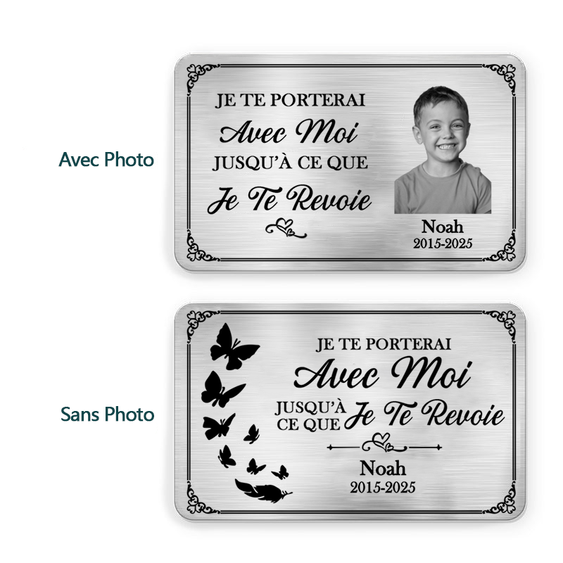 Carte de portefeuille personnalisée avec photo – Souvenir de deuil
