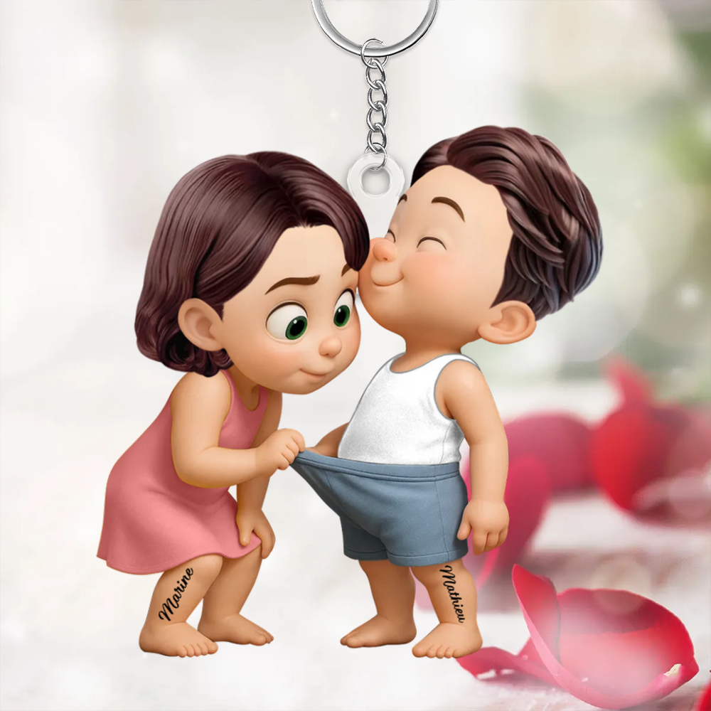 Porte-clés en acrylique personnalisé avec noms, cadeau pour couple