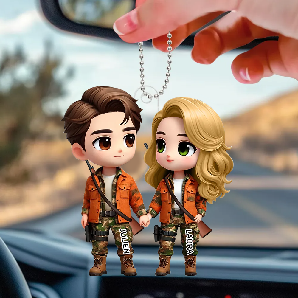Pendentif en acrylique personnalisé avec couple cartoon, cadeau pour couple