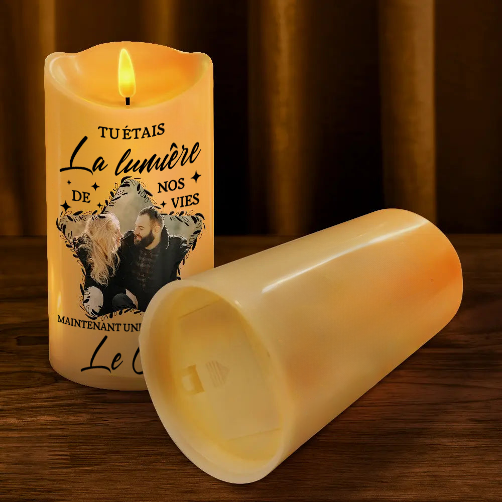 Bougie LED en forme d’étoile avec photo – Bougie commémorative