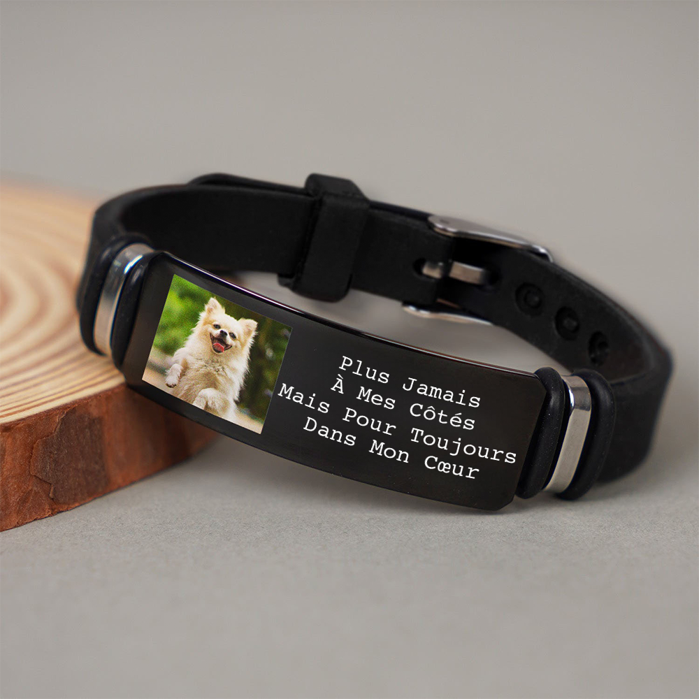 Bracelet en silicone personnalisé en mémoire d’un animal de compagnie perdu