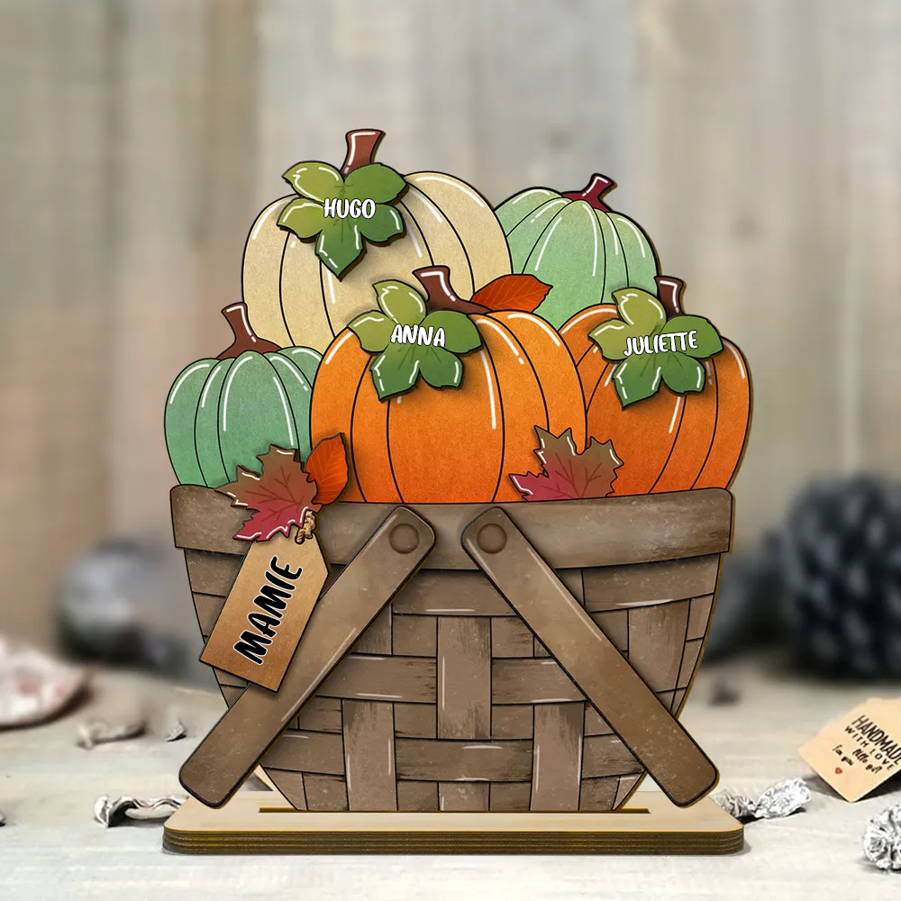 Plaque en bois personnalisée avec citrouilles – Cadeau pour Mamie