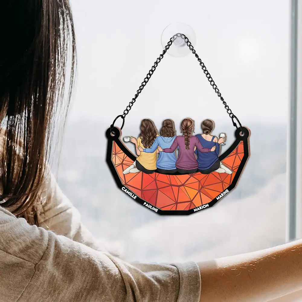 Ornement attrape-soleil avec 2 à 6 femmes personnalisé – Cadeau pour sœurs et amies