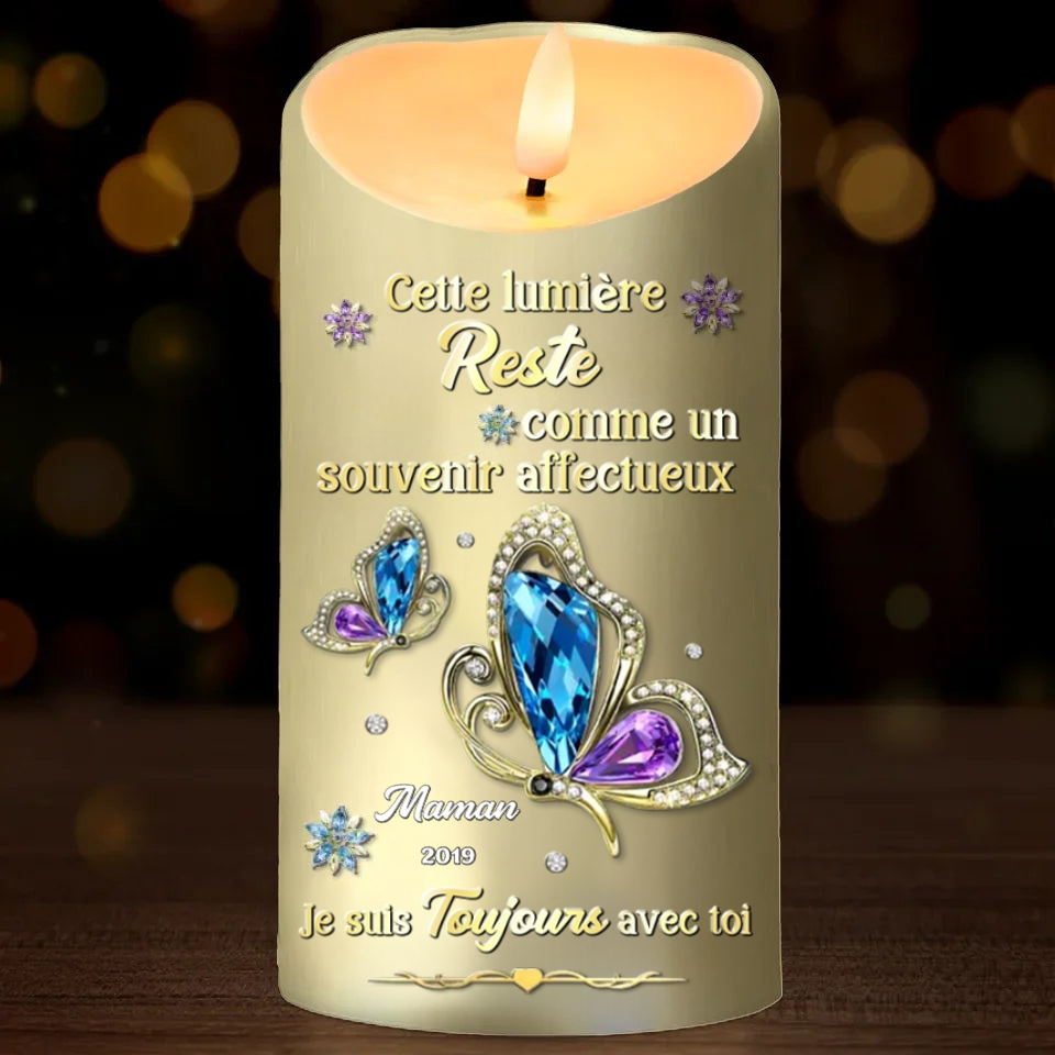 Papillons – Bougie LED personnalisée avec prénom, cadeau commémoratif