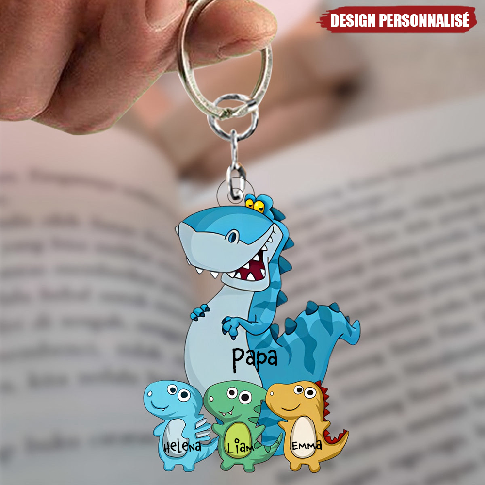 Porte-clés en acrylique personnalisé – Dinosaure pour Papi