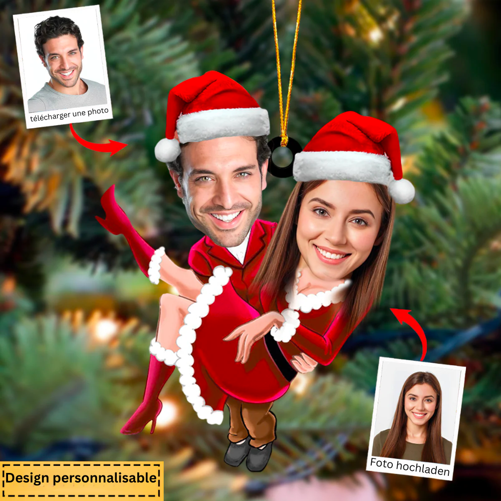 Décorations de Noël pour Couple d'amoureux Vêtements de Noël avec Photo et Nom