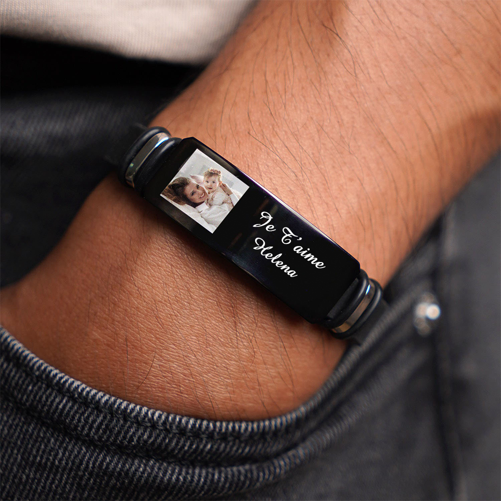 Bracelet en silicone avec photo et texte – Nous t'aimons