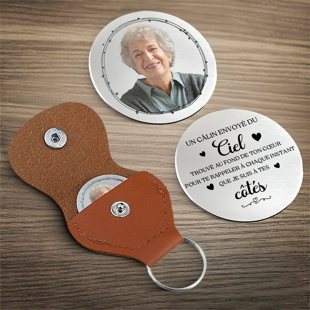 Câlin de poche avec photo – Cadeau de deuil personnalisé