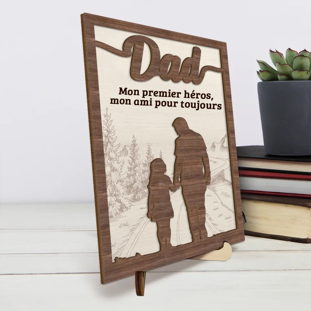 Panneau en bois personnalisé "Papa et enfant" pour père