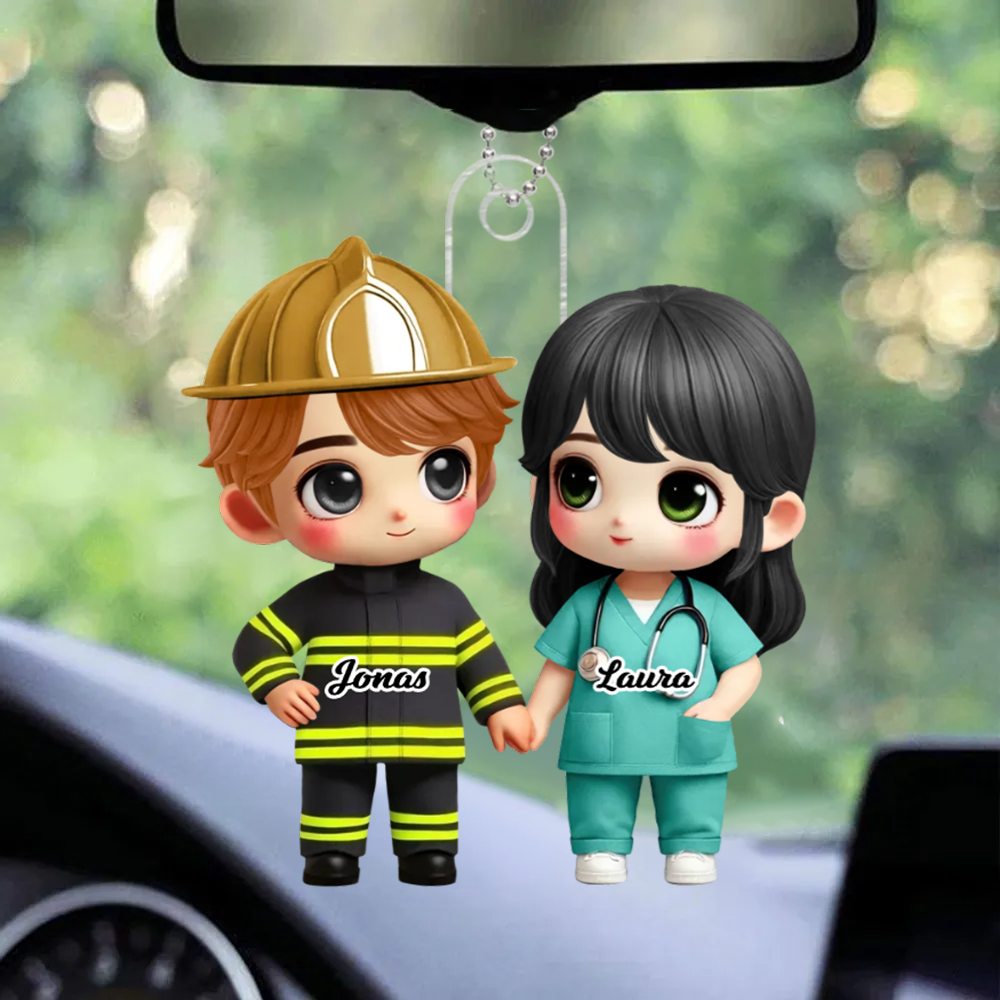 Porte-voiture en acrylique Couple en tenue professionnelle – Cadeau pour couple