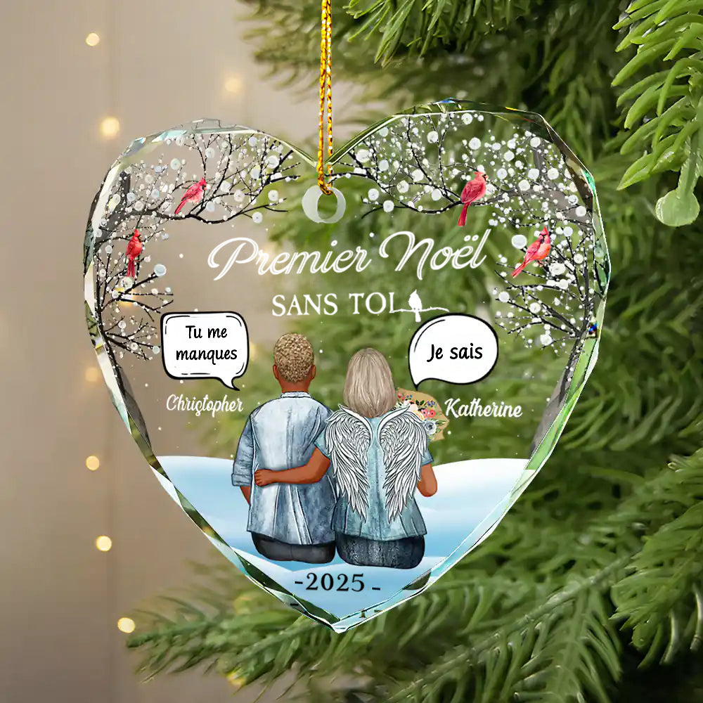 Premier Noël sans toi - Décoration personnalisée en verre pour Noël Cadeau de deuil