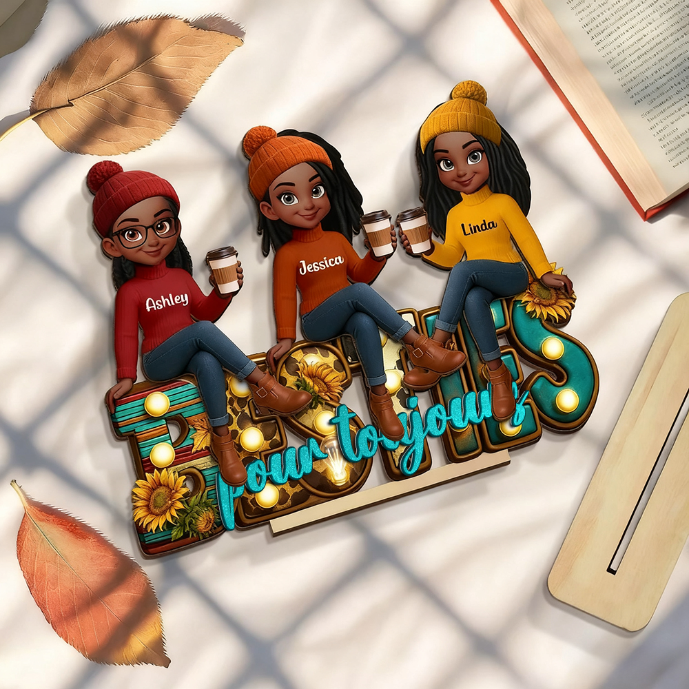 Besties pour toujours - Tableau en bois personnalisé avec 2 à 6 femmes Cadeau pour amies